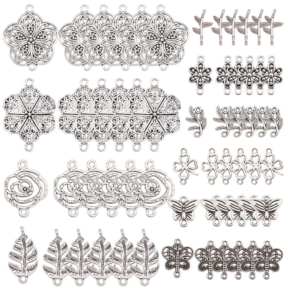 8644 1 Box 100Pcs Connector Charms Thanksgiving Luck Leaf Linking Charms